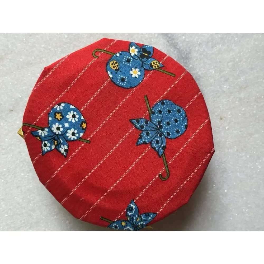 red hat Pin Needle Cushion vintage lacy brim flower sewing Accessories 6” X 6”